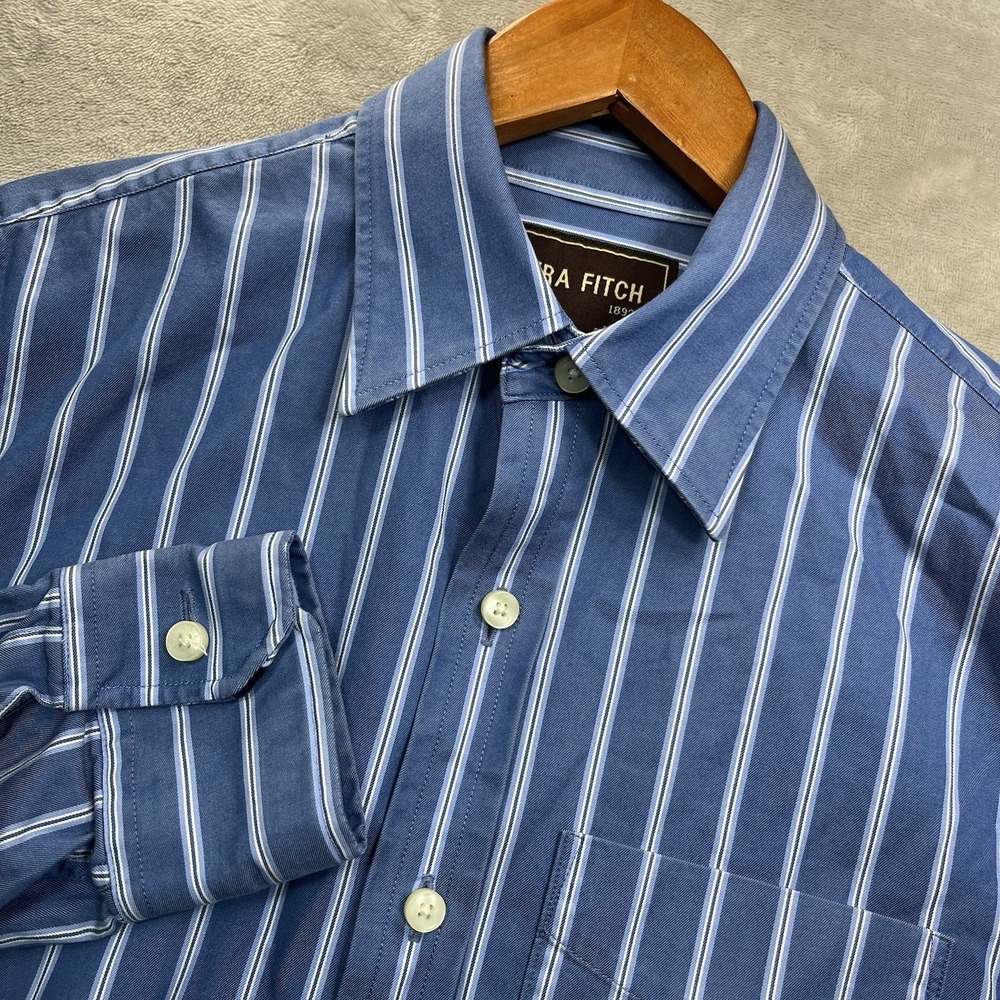 Ezra Fitch Shirt Vintage Y2K Abercrombie Blue Striped Small